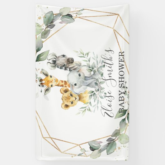 Chic Greenery Oerwoud Animals Baby shower Welkom Spandoek (Verticaal)