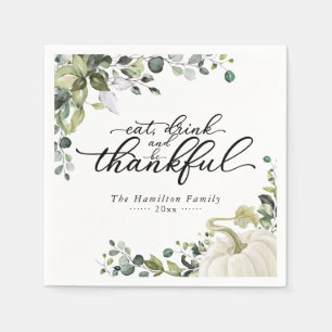 Chic Greenery Pompoen Thanksgiving Diner Servet