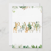 Chic Greenery Safari Animals Baby shower Kaart (Achterkant)