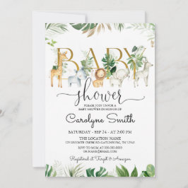 Chic Greenery Safari Animals Baby shower Kaart