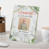 Chic Greenery Save a Seat Photo Weddenorial Reclamebord Met Voetstuk (Insitu)