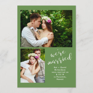 Chic Greenery Twee foto's huwelijksaankondiging Aankondiging