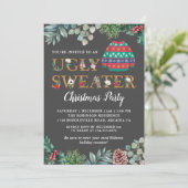 Chic Greenery Ugly Sweater Kerstparty Kaart (Staand voorkant)