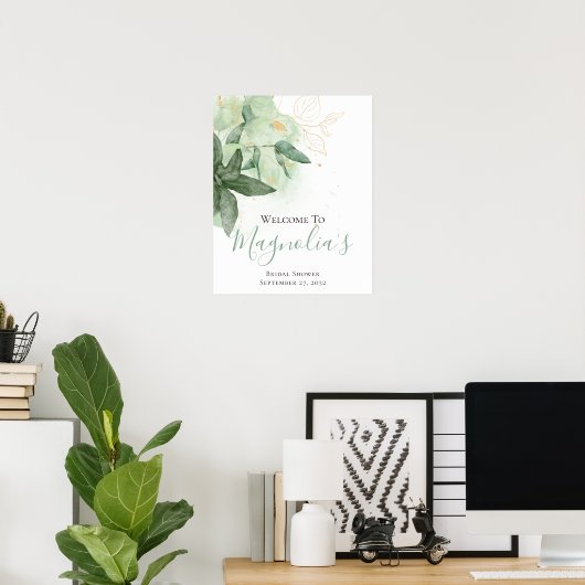 Chic Greenery Vrijgezellenfeest Welkomstteken Poster (Thuiskantoor)