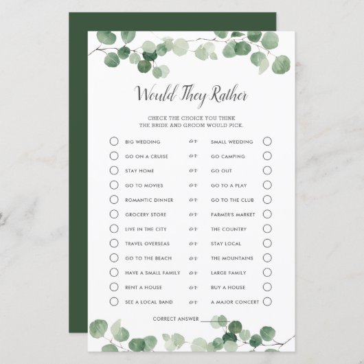 Chic Greenery Vrijgezellenfeest zou het een beetje (Voorkant / Achterkant)