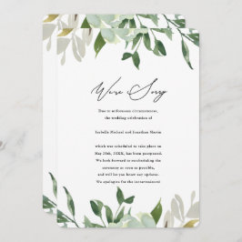 Chic Greenery Wedding Postponement Aankondiging