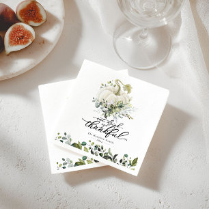 Chic Greenery White Pumpkin Thanksgiving Servet
