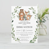 Chic Greenery Woodland Animals Baby shower Forest Kaart (Staand voorkant)