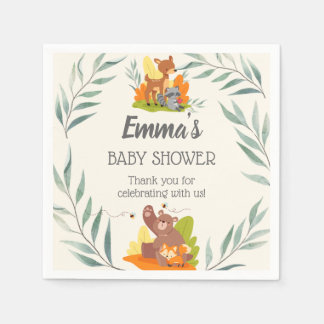 Chic Greenery Woodland Animals Baby shower Forest Servet