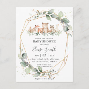 Chic Greenery Woodland Animals Baby shower Neutraa Briefkaart
