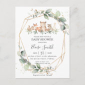Chic Greenery Woodland Animals Baby shower Neutraa Briefkaart (Voorkant)