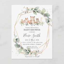 Chic Greenery Woodland Animals Baby shower Neutraa Briefkaart