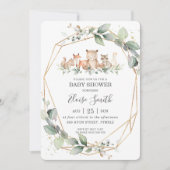 Chic Greenery Woodland Animals Baby shower Neutraa Kaart (Voorkant)