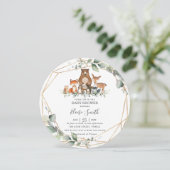 Chic Greenery Woodland Animals Baby shower Neutraa Kaart (Staand voorkant)