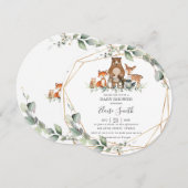 Chic Greenery Woodland Animals Baby shower Neutraa Kaart (Voorkant / Achterkant)
