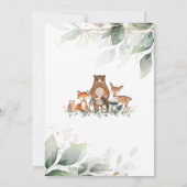 Chic Greenery Woodland Animals Baby shower Neutraa Kaart (Achterkant)