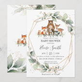 Chic Greenery Woodland Animals Baby shower Neutraa Kaart (Voorkant / Achterkant)