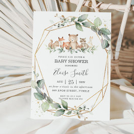Chic Greenery Woodland Animals Baby shower Neutraa Kaart