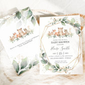 Chic Greenery Woodland Animals Baby shower Neutraa Kaart