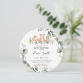 Chic Greenery Woodland Animals Baby shower Neutraa Kaart (Staand voorkant)
