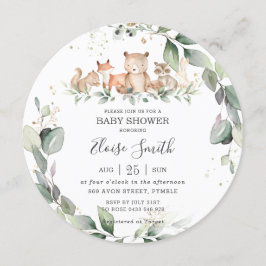 Chic Greenery Woodland Animals Baby shower Neutraa Kaart