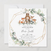 Chic Greenery Woodland Animals Baby shower Neutraa Kaart (Voorkant)