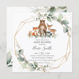 Chic Greenery Woodland Animals Baby shower Neutraa Kaart