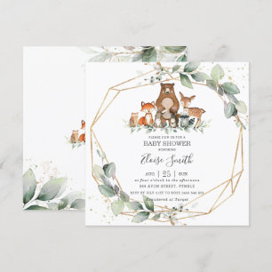 Chic Greenery Woodland Animals Baby shower Neutraa Kaart
