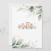 Chic Greenery Woodland Animals Baby shower Neutraa Kaart (Achterkant)
