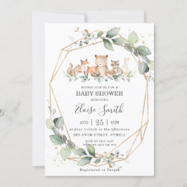 Chic Greenery Woodland Animals Baby shower Neutraa Kaart