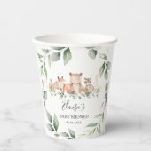 Chic Greenery Woodland Animals Baby shower Neutraa Papieren Bekers (Voorkant)