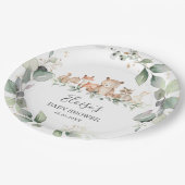 Chic Greenery Woodland Animals Baby shower Neutraa Papieren Bordje (Gekanteld)