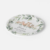 Chic Greenery Woodland Animals Baby shower Neutraa Papieren Bordje (Gekanteld)