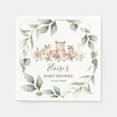 Chic Greenery Woodland Animals Baby shower Neutraa Servet (Voorkant)