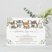 Chic Greenery Woodland Animals Baby shower per pos Kaart (Staand voorkant)