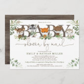 Chic Greenery Woodland Animals Baby shower per pos Kaart (Voorkant / Achterkant)