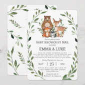 Chic Greenery Woodland Animals Baby shower per pos Kaart (Voorkant / Achterkant)
