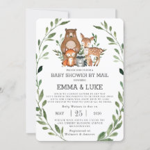 Chic Greenery Woodland Animals Baby shower per pos