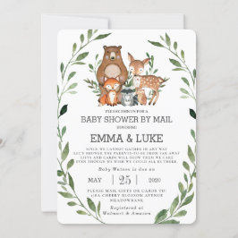 Chic Greenery Woodland Animals Baby shower per pos Kaart