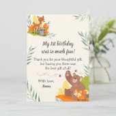 Chic Greenery Woodland Animals Forest 1st Birthday Bedankkaart (Staand voorkant)