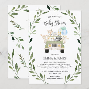 Chic Greenery Woodland Drive by Baby shower Boy Kaart