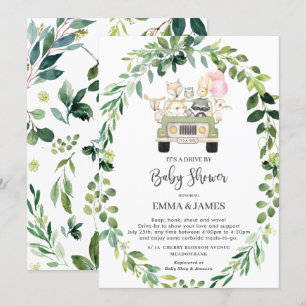 Chic Greenery Woodland Drive by Baby shower Parade Kaart