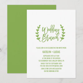 Chic Greenery Wreath Calligraphy Wedding Brunch Kaart