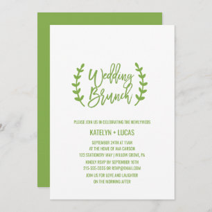 Chic Greenery Wreath Calligraphy Wedding Brunch Kaart