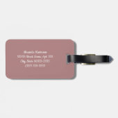 Chic Grey and Dusky Pink Stripes and Monogram Bagagelabel (Achterkant horizontaal)