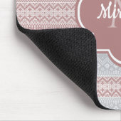 Chic Grey and Dusky Pink Stripes and Monogram Muismat (Hoek)