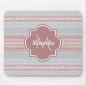 Chic Grey and Dusky Pink Stripes and Monogram Muismat (Voorkant)