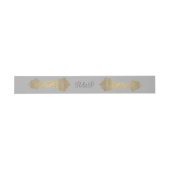 Chic Grey and Gold Monogrammed Wedding Belly Band Uitnodigingen Wikkel (Vlak)