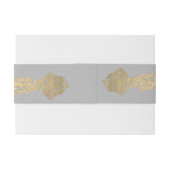 Chic Grey and Gold Monogrammed Wedding Belly Band Uitnodigingen Wikkel (Achterkant Voorbeeld)