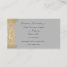 Chic Grey and Gold Wedding Information Kaart